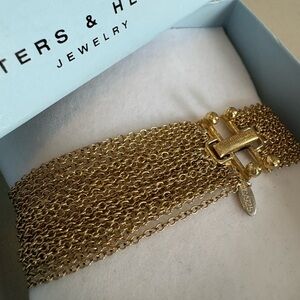 Wouters & Hendrix Multi Strand 18K Gold Plated Bracelet with Bar Clasp